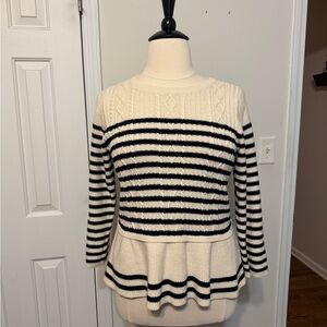 Talbots Cream and Navy Striped Sweater